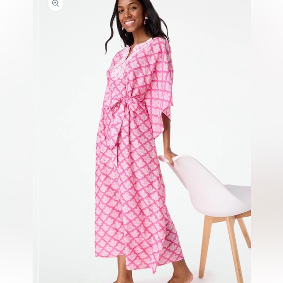 ROLLER RABBIT JEMINA NELLA CAFTAN DRESS IN HOT PINK M - Picture 1 of 9